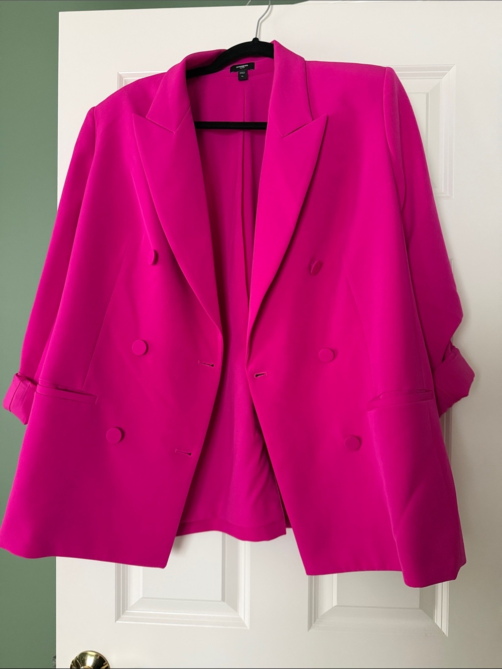 Express Women's Double-Breasted Hot Pink Blazer